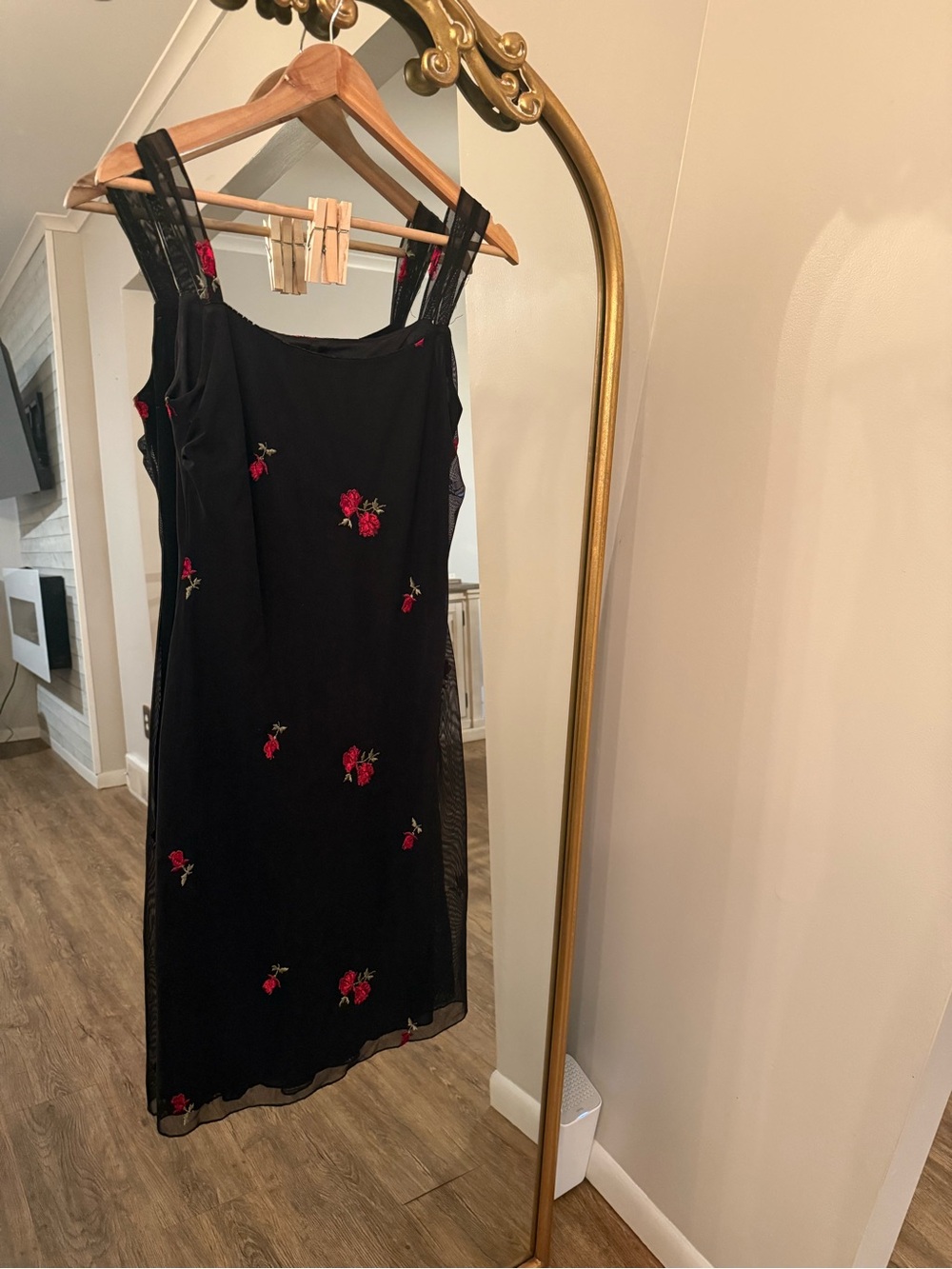 ABS by Allen Schwartz vintage dress with floral embroidery